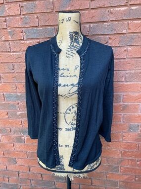 Silk Black Open Front Women's Sweater Cardigan S
